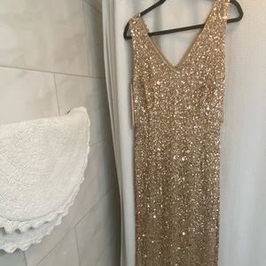 Adrianna Papell Gold Sequin Dress